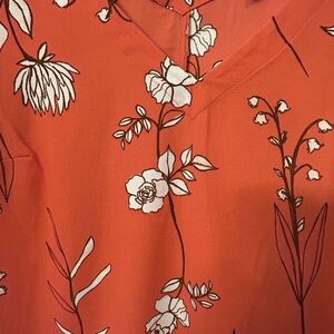 Apt. 9 Coral and White Floral Blouse